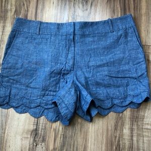 LOFT The Rivera Short Linen Blend Scalloped Shorts